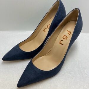 Navy Suede Pointed Toe Stiletto High Heel Pumps 6.5